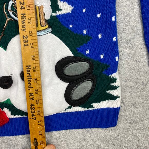 jolly sweaters womens XXL Christmas‎ Oversize knit 3D snowman blue winner - Picture 8 of 10